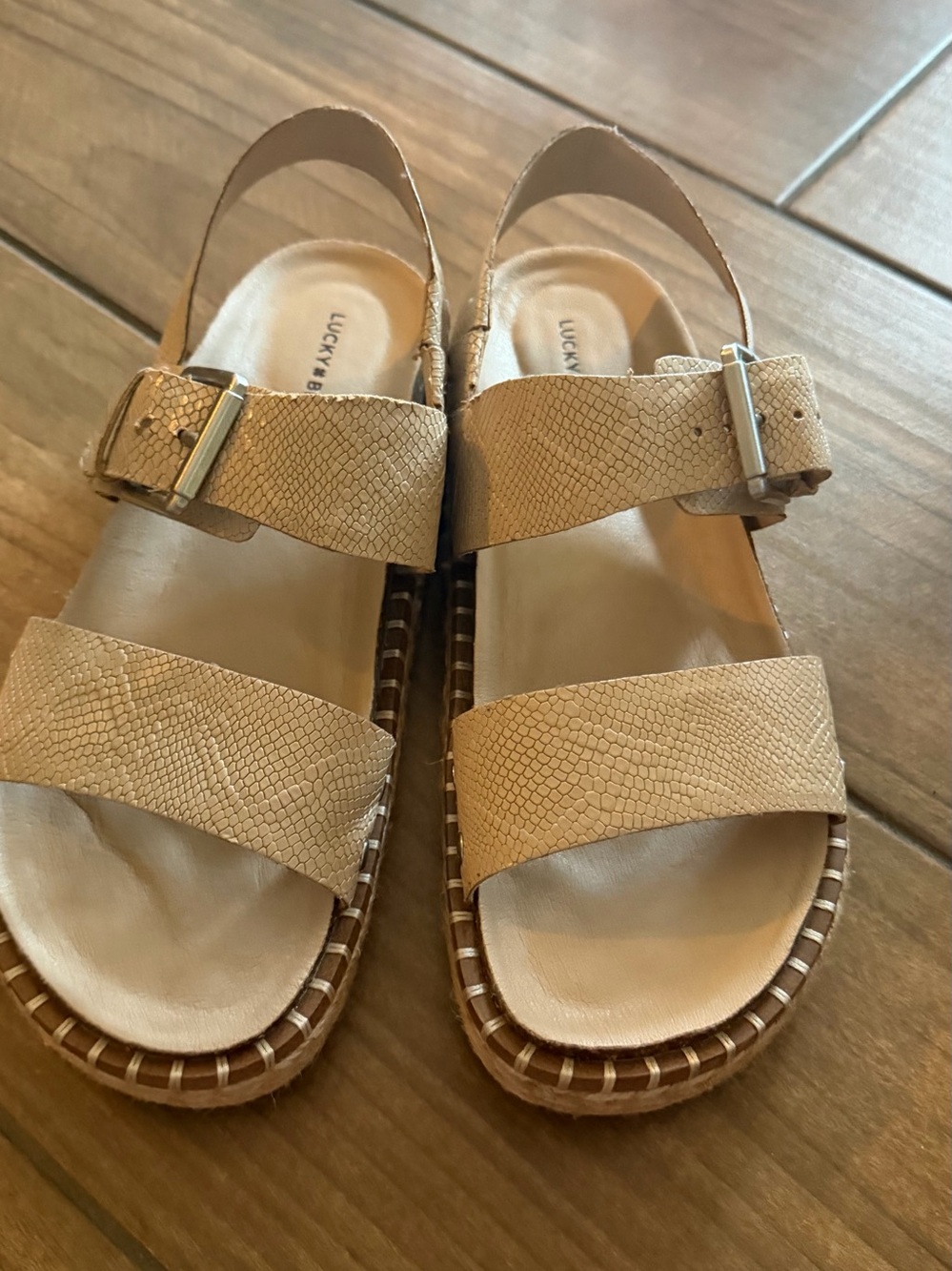 Lucky Brand Tan Textured Slingback Sandals